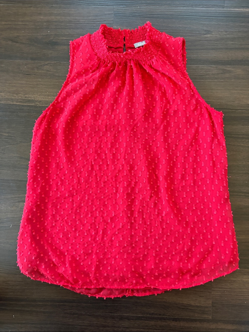 Daniel Rainn Textured Mock Neck Sleeveless Blouse in Red